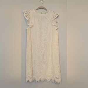 Sweet Lovely By Jen Elegant Cream Lace Lined Dress size LG
